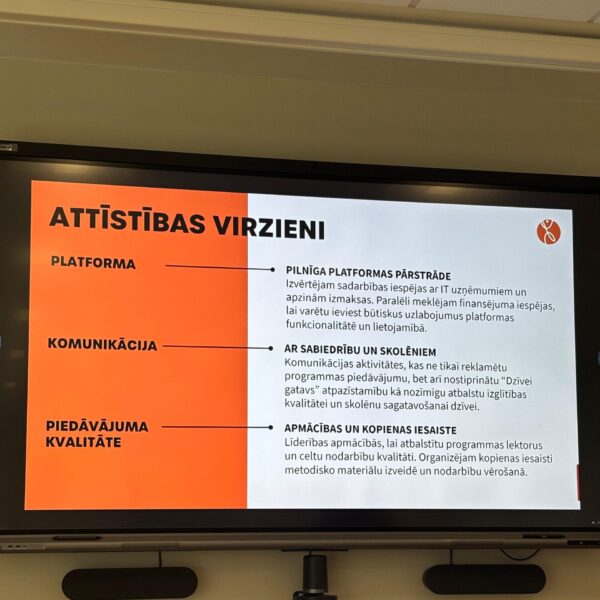 Ekrānā redzami programmas attīstības virzieni