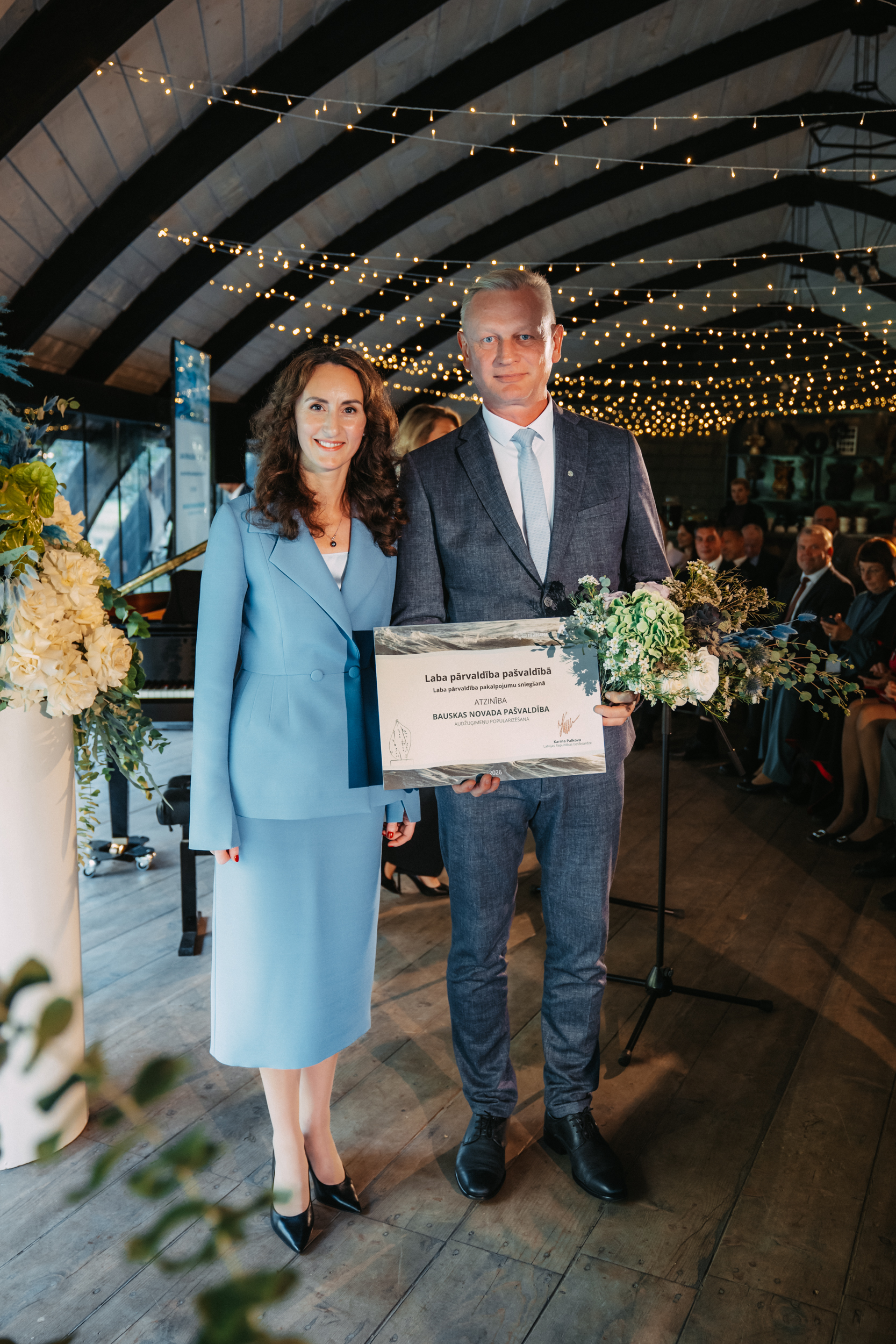 Tiesībsardze Karina Palkova un Bauskas novada domes priekšsēdētājs Aivars Mačeks